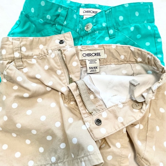 Girl’s Set of 2 Cherokee Polka Dot Twill Shorts - Picture 11 of 11